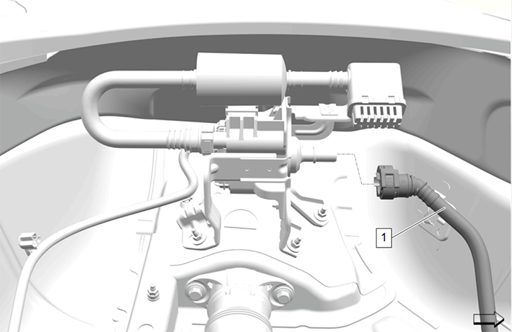 Diagnostic des fuites du système EVAP sur un moteur de 1,2 L Débrancher la pompe de contrôle des fuites du circuit EVAP avant le test de fumée